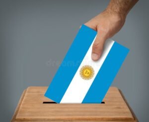 elecciones en argentina urna y bandera nacional