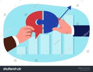 manos formando un grafico con piezas de rompecabezas