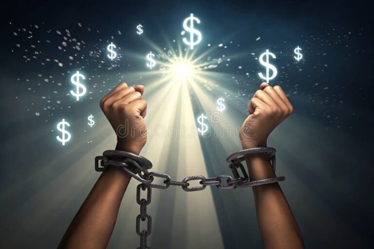 manos rompiendo cadenas financieras