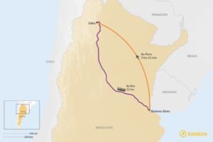 mapa senalando ruta de buenos aires a salta