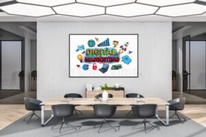 oficina moderna de marketing digital creativa