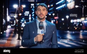 retrato profesional hombre periodista estudio television